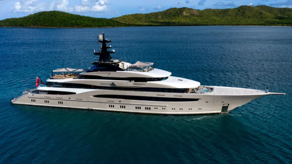 Whisper 95.2 metre Lürssen superyacht cruising at sea