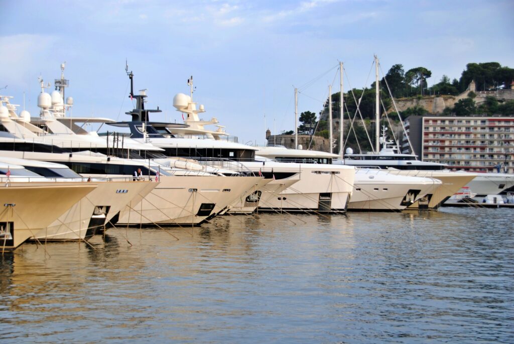Superyachts moored in Port Hercules in Monaco