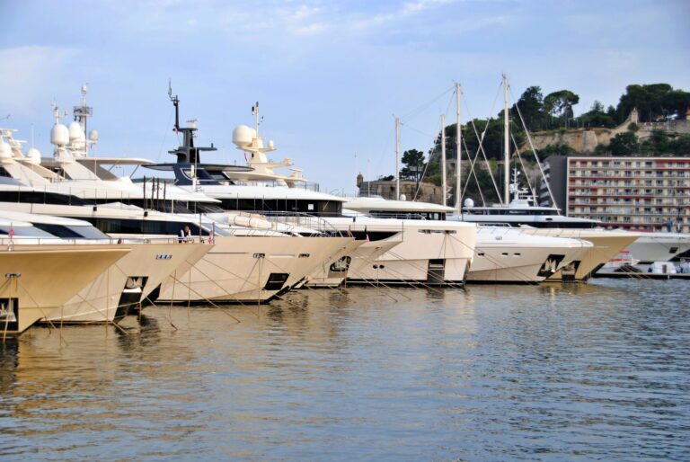 Superyachts moored in Port Hercules in Monaco