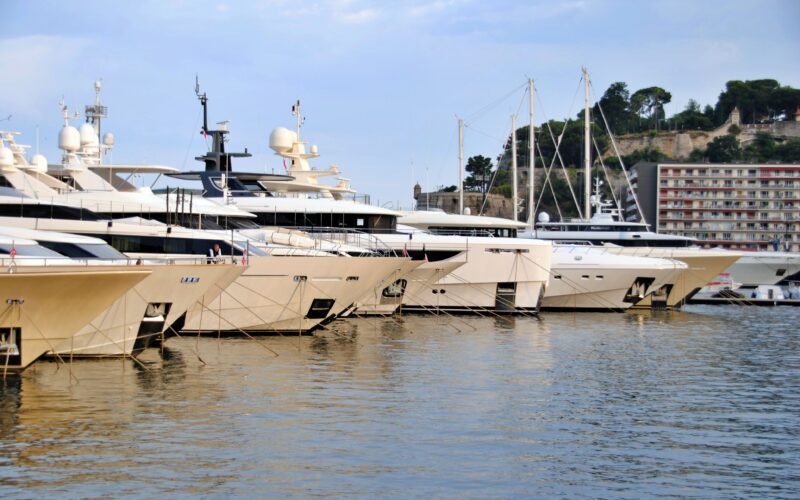 Superyachts moored in Port Hercules in Monaco